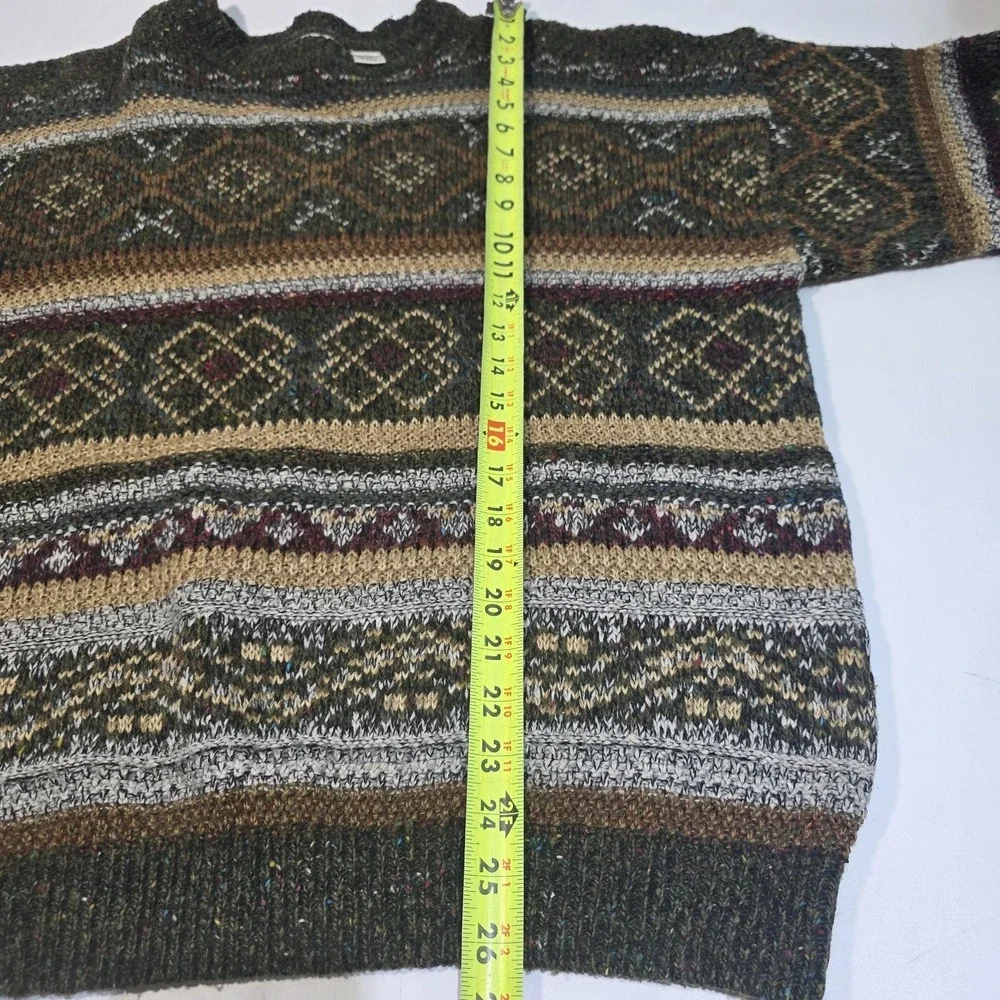 Vintage Prima Magalia Knit Sweater Mens L Brown Wool Blend Crew Neck Coogi Style